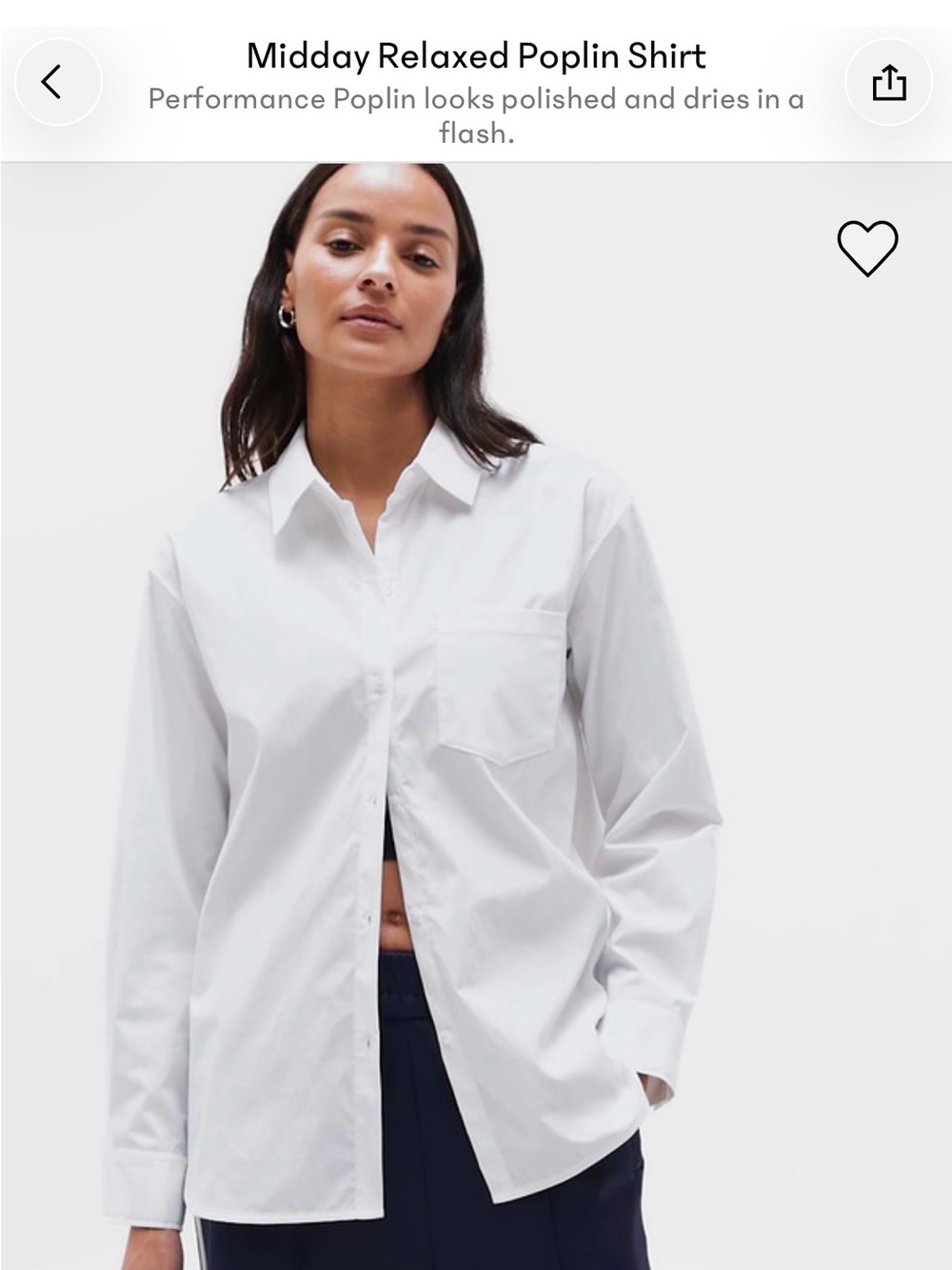 Athleta Midday Relaxed Poplin Shirt